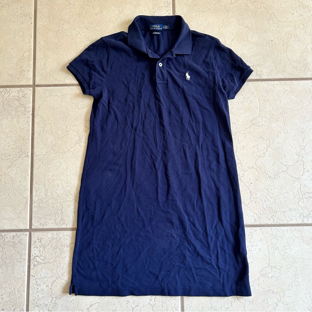 Polo Ralph Lauren The Mesh Mini Women M Blue Dress Shirt Short Sleeve Casual